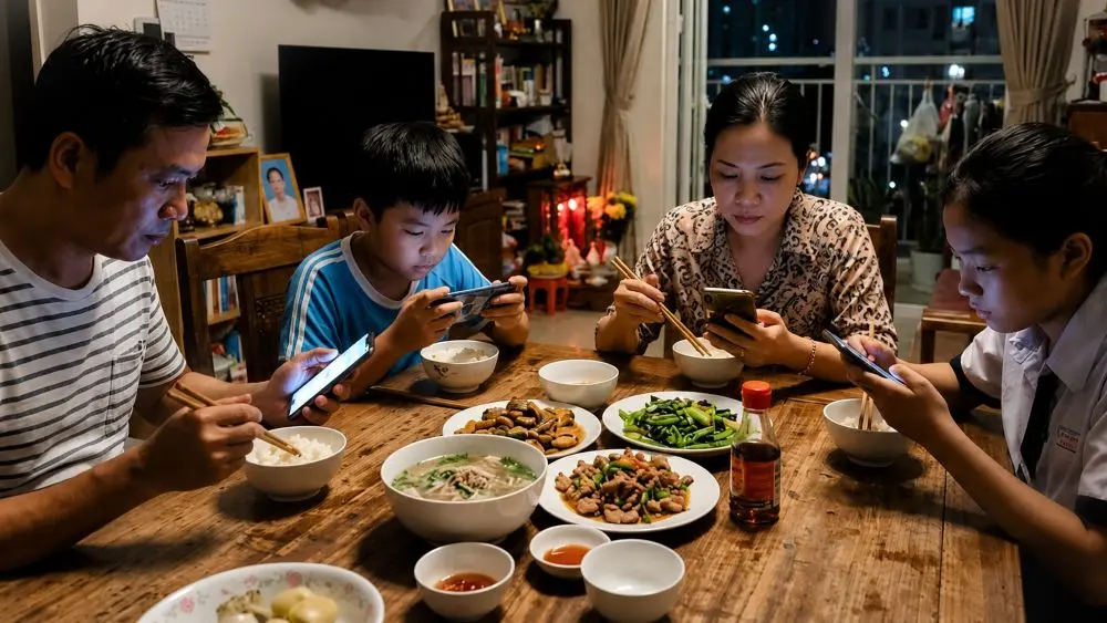 Bữa cơm gia đình là sợi dây gắn kết các thành viên. Cùng bỏ điện thoại để sẻ chia, giữ gìn hạnh phúc trong mỗi bữa ăn.