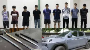 Công an Nghệ An bắt giữ 11 đối tượng liên quan vụ mang hung khí truy đuổi nhau trên đường, gây rối trật tự và mất an ninh công cộng.