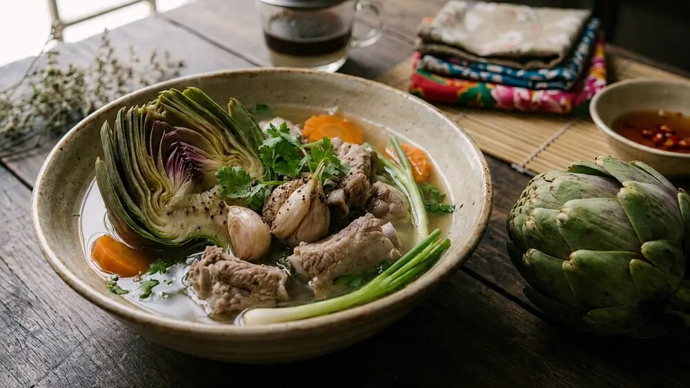 5 loại rau giúp trẻ hóa đường ruột, hỗ trợ kéo dài tuổi thọ theo bác sĩ Mỹ, trong đó có atiso giàu chất xơ và dưỡng chất.
