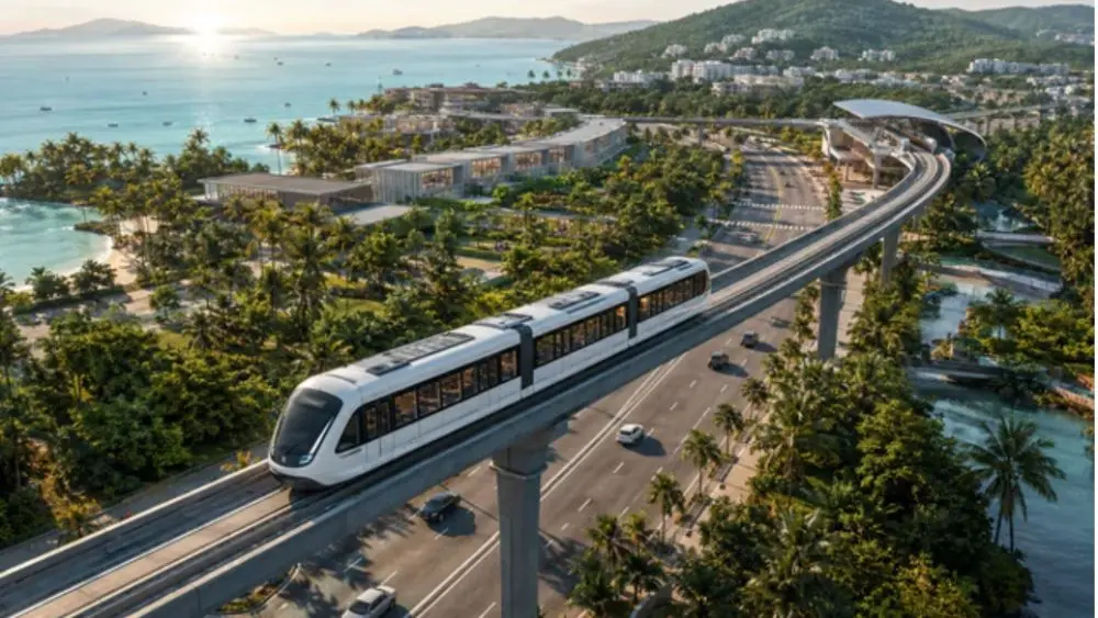 Tuyến tàu điện nhẹ LRT Phú Quốc dài 17,59 km, vốn gần 9.000 tỷ đồng, đang tăng tốc thi công để phục vụ APEC 2027