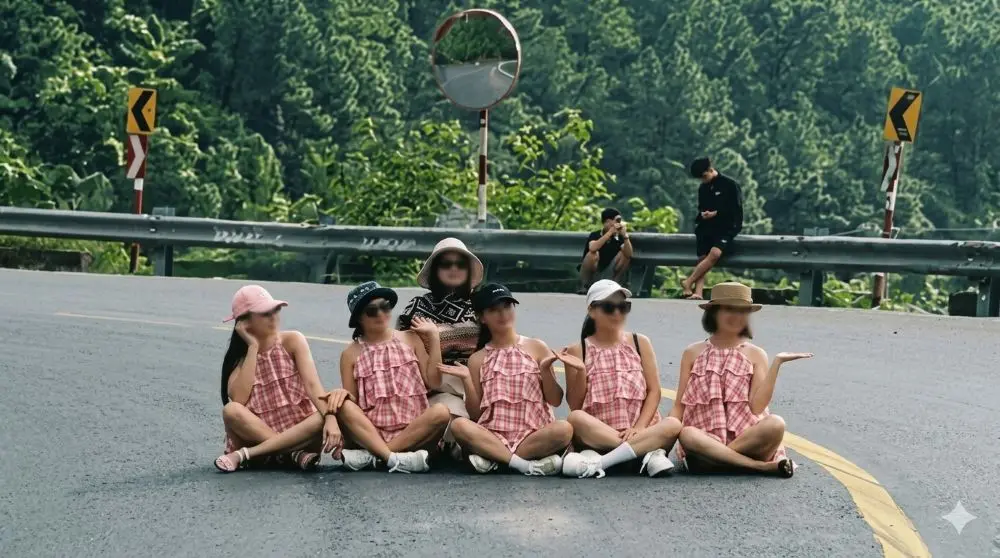 Vụ 6 phụ nữ chụp ảnh giữa khúc cua đèo Hải Vân gây chú ý, gợi lại nhiều vụ tạo dáng phản cảm, tiềm ẩn nguy cơ mất an toàn giao thông.