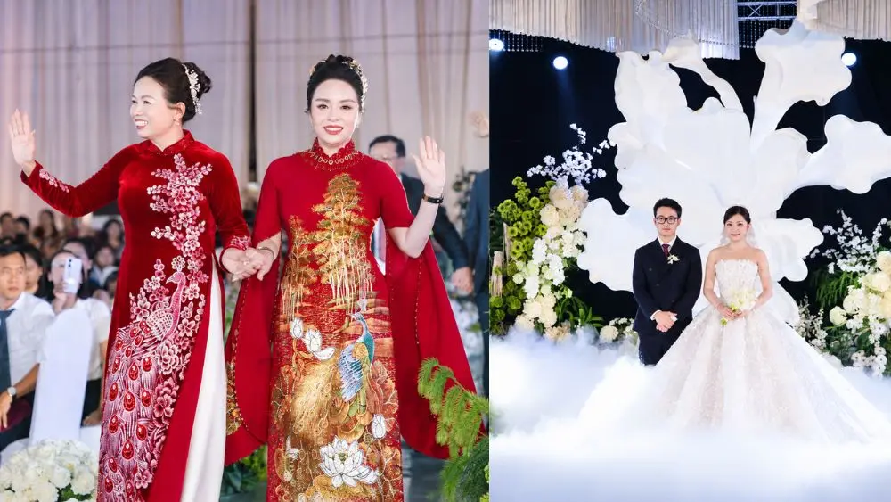 Đám cưới của Mai Sương và Nhật Vương tại thôn Trà Lân, xã Con Cuông thu hút sự chú ý với không khí vui tươi, đậm nét văn hóa cưới hỏi ở quê.
