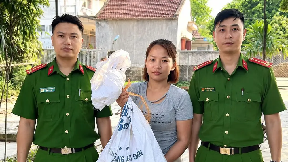 Phụ nữ ở Nghệ An tự nguyện giao nộp trăn gấm quý hiếm nặng 11,5kg. Cá thể trăn được lực lượng chức năng thả về môi trường tự nhiên.