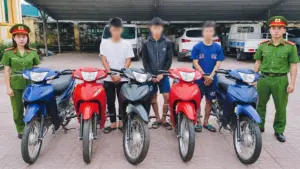 Công an Hà Tĩnh bắt giữ 3 người liên quan các vụ trộm xe máy ở Nghệ An. Nhóm này khai đã thực hiện 9 vụ, tổng giá trị tài sản khoảng 180 triệu đồng.